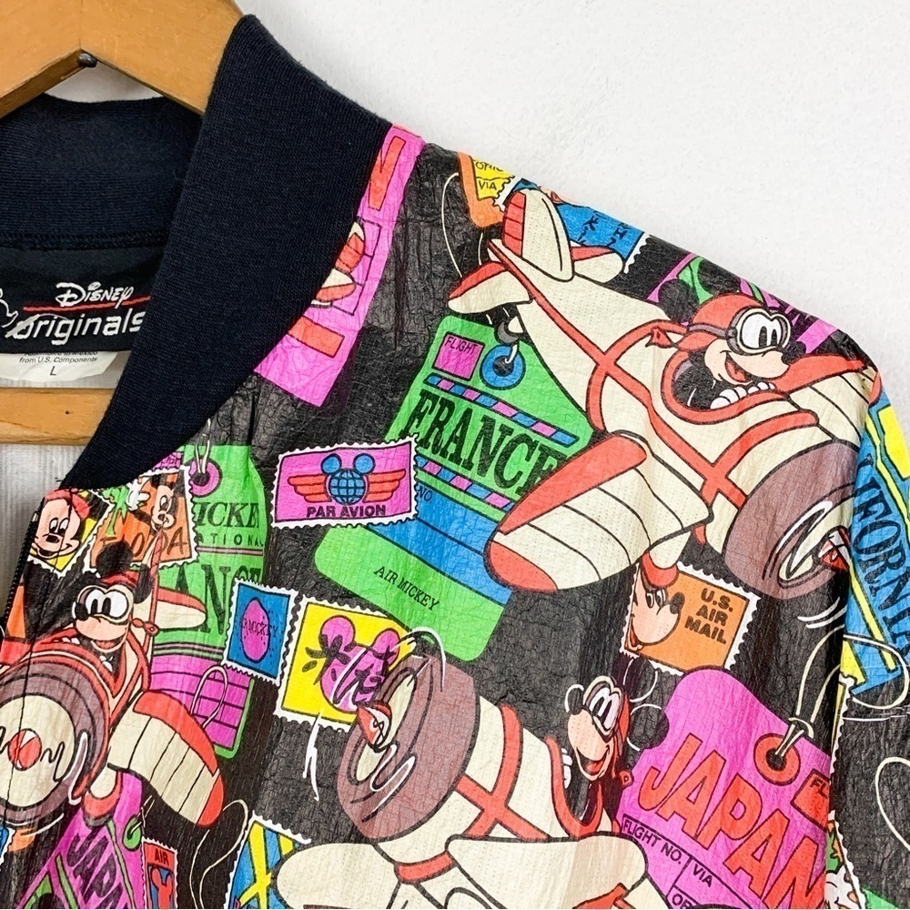 NWOT Vintage 90s Disney Originals Mickey Mouse Cartoon Print Tyvek Jacket Sz L - Picture 7 of 9